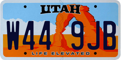 UT license plate W449JB