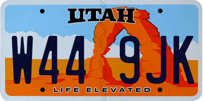 UT license plate W449JK