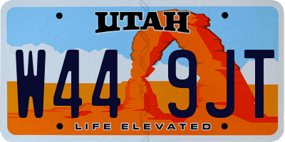 UT license plate W449JT