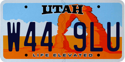 UT license plate W449LU