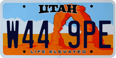 UT license plate W449PE