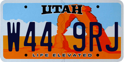 UT license plate W449RJ