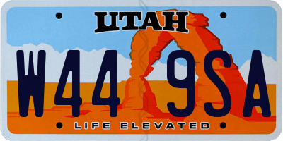 UT license plate W449SA