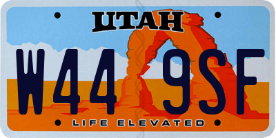 UT license plate W449SF