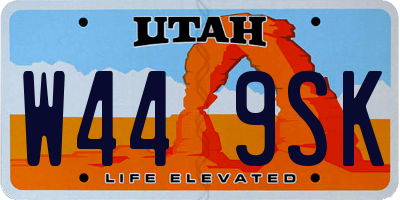 UT license plate W449SK