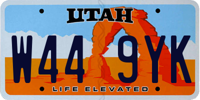 UT license plate W449YK