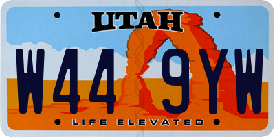 UT license plate W449YW