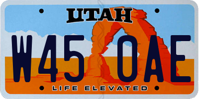 UT license plate W450AE