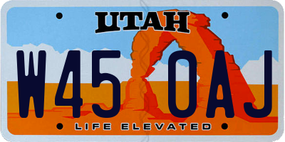UT license plate W450AJ