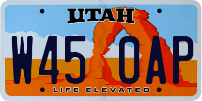 UT license plate W450AP