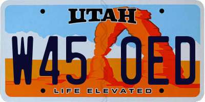 UT license plate W450ED