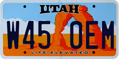 UT license plate W450EM