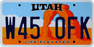 UT license plate W450FK