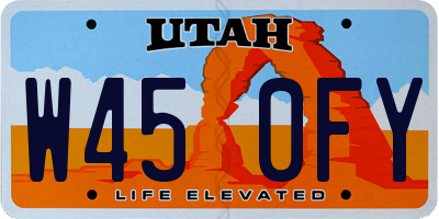 UT license plate W450FY