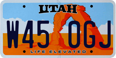UT license plate W450GJ