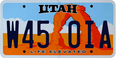 UT license plate W450IA