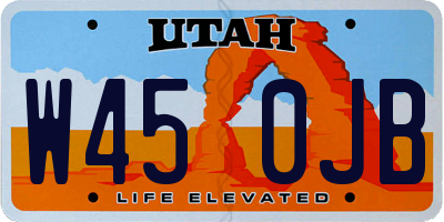 UT license plate W450JB