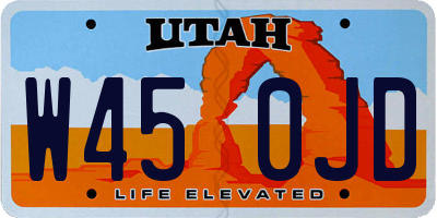UT license plate W450JD