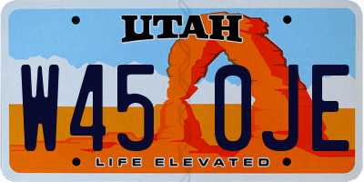 UT license plate W450JE