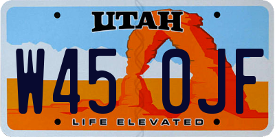UT license plate W450JF