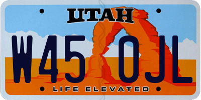 UT license plate W450JL