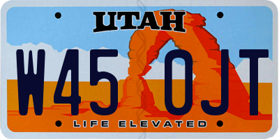 UT license plate W450JT