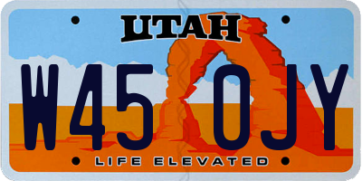 UT license plate W450JY