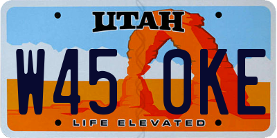 UT license plate W450KE