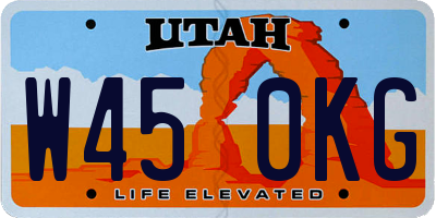 UT license plate W450KG