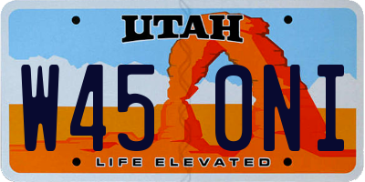 UT license plate W450NI
