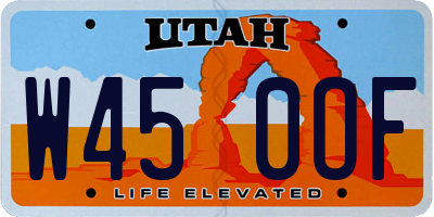 UT license plate W450OF