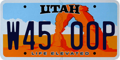 UT license plate W450OP