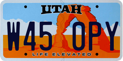 UT license plate W450PY