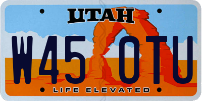 UT license plate W450TU
