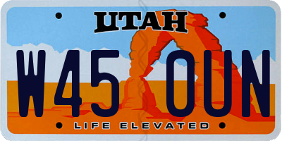 UT license plate W450UN