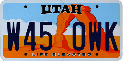 UT license plate W450WK