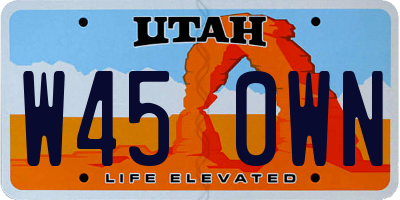 UT license plate W450WN
