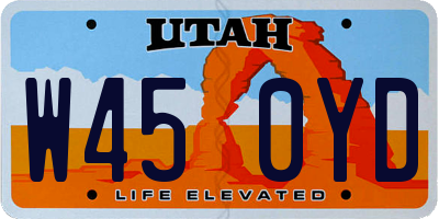 UT license plate W450YD