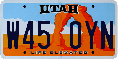 UT license plate W450YN