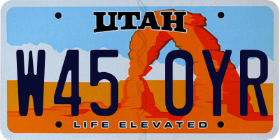 UT license plate W450YR