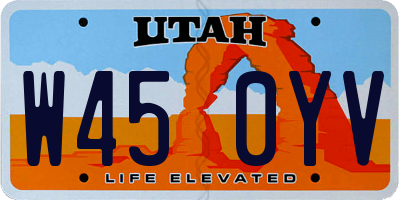 UT license plate W450YV