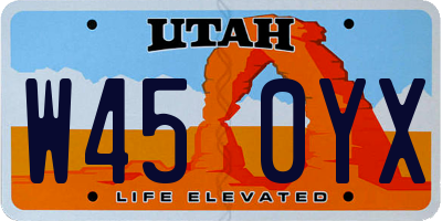 UT license plate W450YX