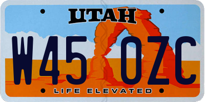 UT license plate W450ZC