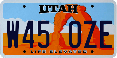UT license plate W450ZE