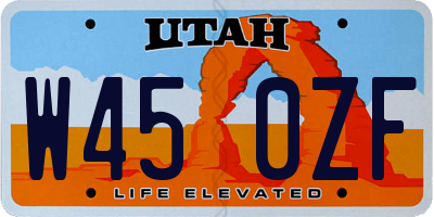 UT license plate W450ZF