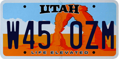 UT license plate W450ZM