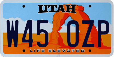 UT license plate W450ZP