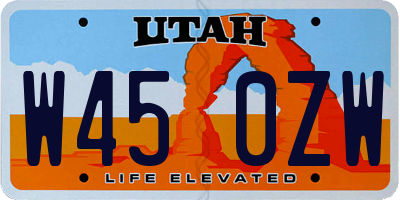 UT license plate W450ZW