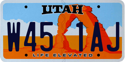 UT license plate W451AJ