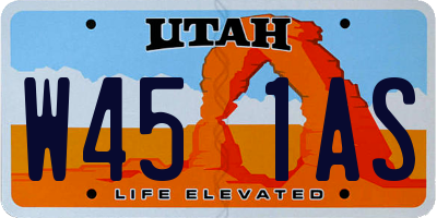 UT license plate W451AS